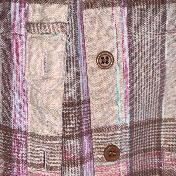 Free People Pale Pink Plaid Utility Button Down - Picture 7 of 16